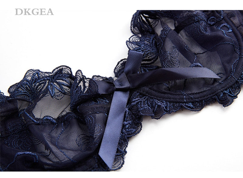 Fashion embroidery bras underwear women set plus size lingerie sexy C –  dkgea.shop