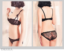 Load image into Gallery viewer, Ultrathin Underwear Set Plus Size 34 36 38 E Cup Sexy Bras Lingerie Lace Women Transparent Bra Set Pink Brassiere Half Cup White