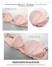 Load image into Gallery viewer, Ultrathin Underwear Set Plus Size 34 36 38 E Cup Sexy Bras Lingerie Lace Women Transparent Bra Set Pink Brassiere Half Cup White