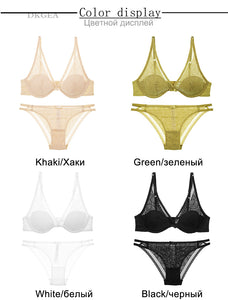 2019 Thin Cotton Bra Panties Sets White Women Lingerie Set Embroidery Hollow Brassiere A B C Cup Sexy Bras Lace Underwear Set