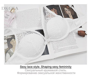 2019 Thin Cotton Bra Panties Sets White Women Lingerie Set Embroidery Hollow Brassiere A B C Cup Sexy Bras Lace Underwear Set