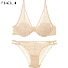 Load image into Gallery viewer, 2019 Thin Cotton Bra Panties Sets White Women Lingerie Set Embroidery Hollow Brassiere A B C Cup Sexy Bras Lace Underwear Set