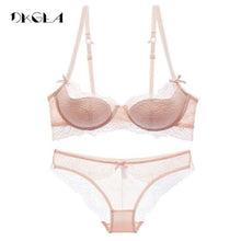 Load image into Gallery viewer, Fashion Young Girl Bra Set Plus Size D E Cup Thin Cotton Underwear Set Women Sexy Brassiere Pink Lace Bras Push Up Embroidery