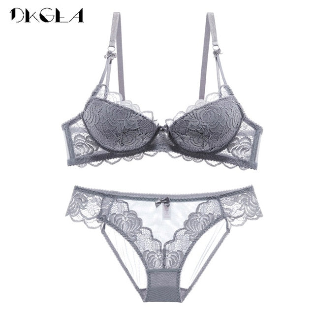 WHSS Lingerie Sets Women's Underwear Set Push Up Lace Bra And Panties Set  XL Thin Underwear For Big Breasts, Comfortable And Breathable Unlined  Balconette Bra (Color : Gray, Size : 70D=30D=65D) 