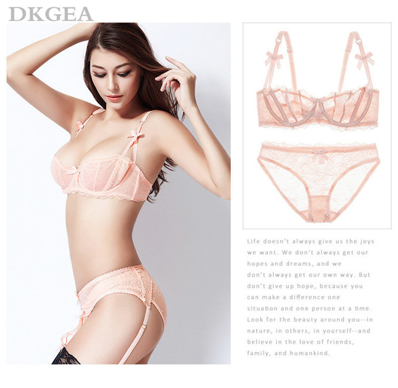 Ultrathin lingerie set plus size bras A B C Cup sexy lace bra set tran –  dkgea.shop