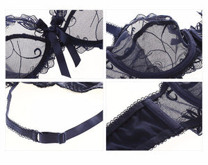 Fashion embroidery bras underwear women set plus size lingerie
